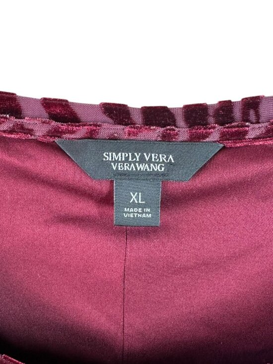 Simply Vera Wang Velvet Burnout Top Plum Animal Print Long Sleeve XL - Picture 4 of 5